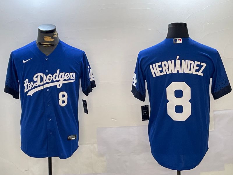 Men Los Angeles Dodgers #8 Hernandez Blue Game 2024 Nike MLB Jersey style 11216